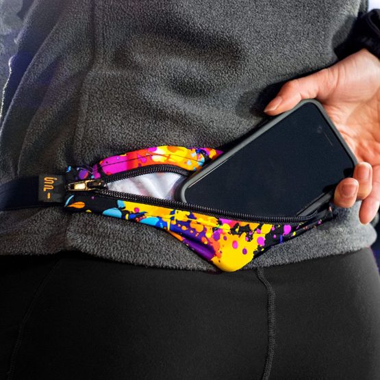 SPIbelt Running Belt Large Pocket, No-Bounce Bum Bag for Runners, iPhone 6 7 8-Plus X Athletes and Adventurers (Rave with Black Zipper, 25" Through 47") - Image 4