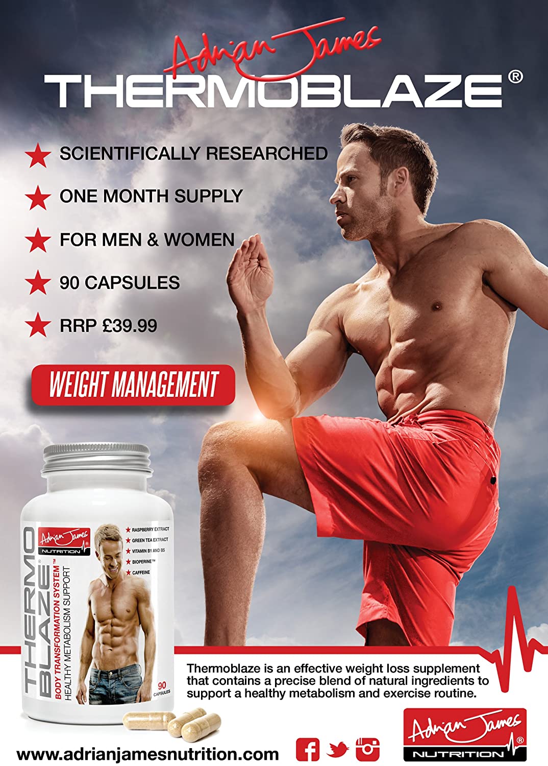 Adrian James Nutrition - Thermoblaze Fat Burners for Men & Women, Weight Loss Diet Pills & Appetite Suppressants, 90 Capsules - Image 4