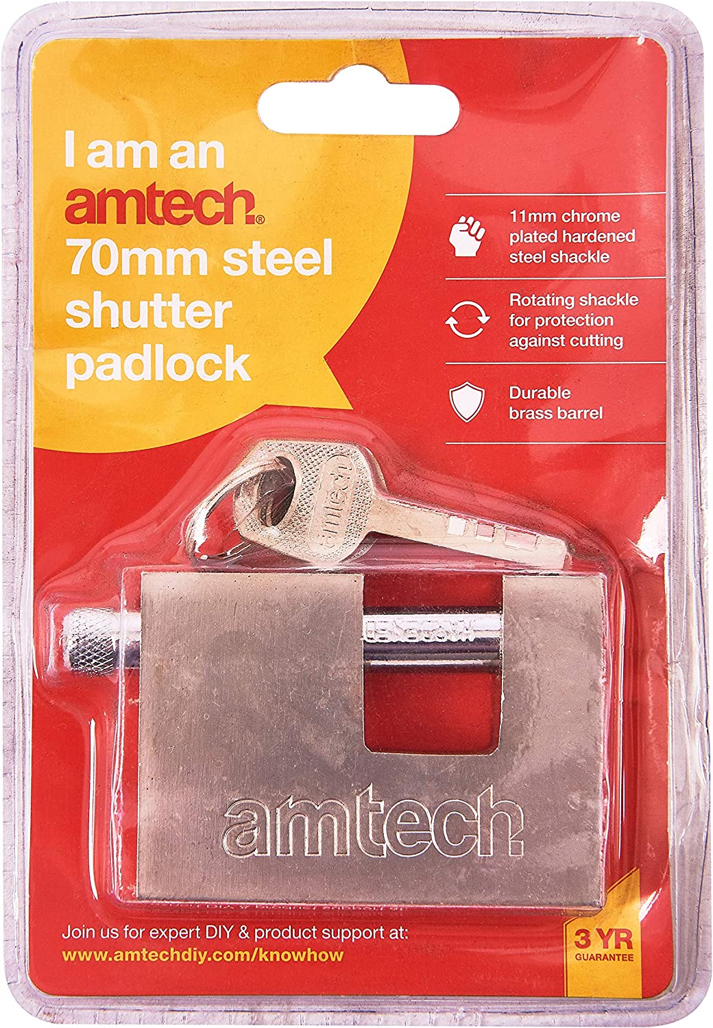 Amtech T1677 70mm Steel Shutter Padlock, Silver - Image 3