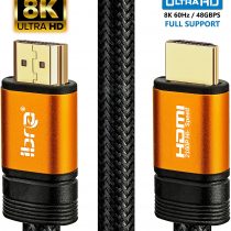 2.1 HDMI Cable 8K, IBRA 2m Ultra HD Lead High-Speed Cord 48Gbps | Supports 8K@60HZ 4K@120HZ 4320p Compatible with Fire TV 3D Support Ethernet Function 8K UHD 3D-Xbox PlayStation PS3 PS4 PC - Orange