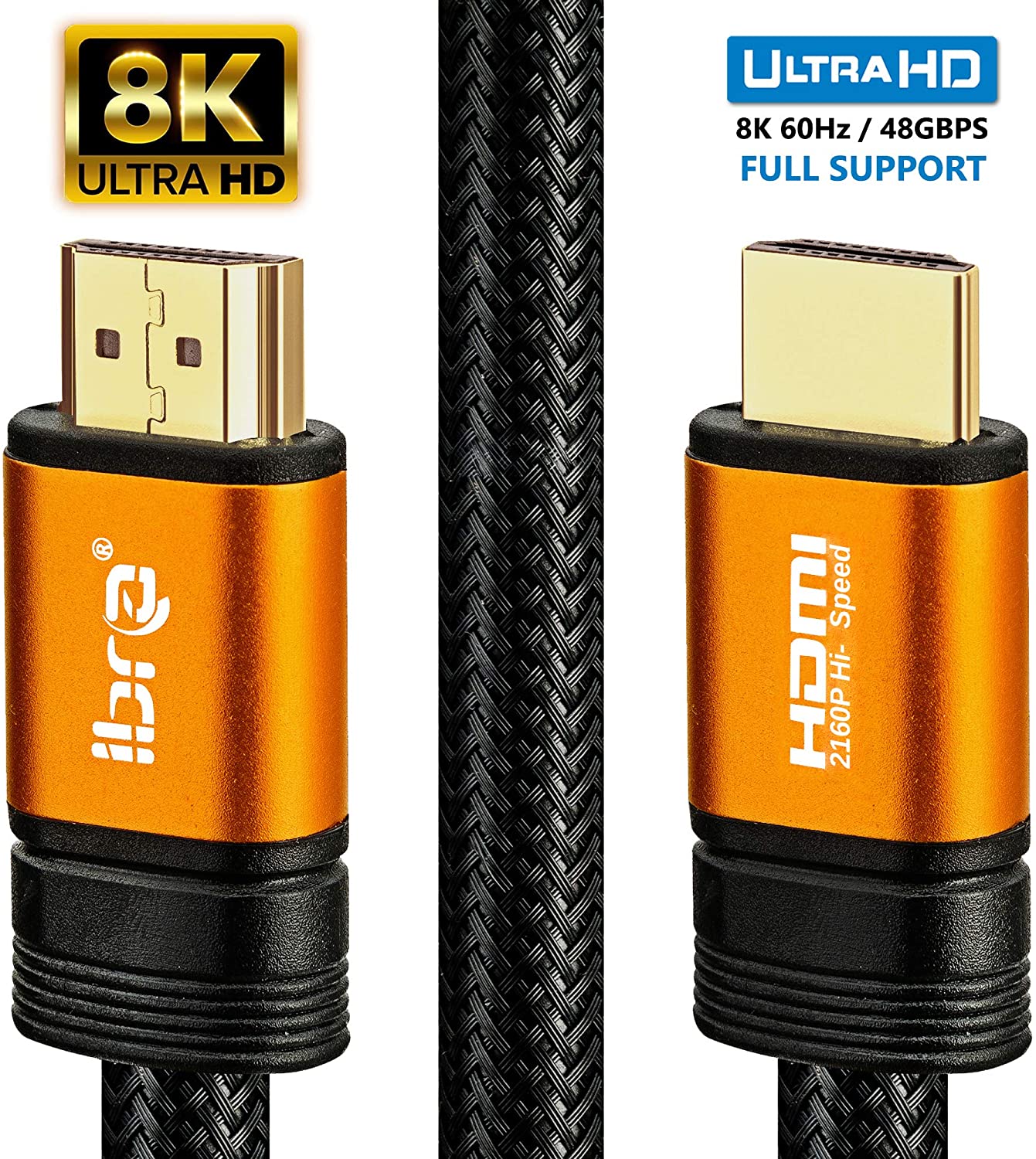 2.1 HDMI Cable 8K, IBRA 2m Ultra HD Lead HighSpeed Cord 48Gbps Supports 8K60HZ 4K120HZ