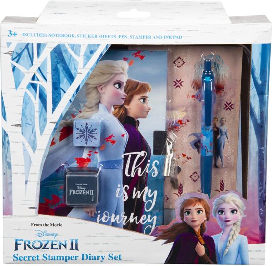 Disney Frozen 2 Secret Diary For Girls Anna and Elsa, Secret Lockable Journal Diary With Keys Includes Frozen Stickers Pen Stamper, Small Journal Notebook Stationery Set, Gifts for Girls