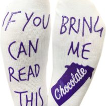 'If You Can Read This Bring Me Chocolate' Funny Socks for a Chocolate lover, White