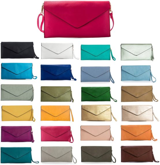 Mabel Women's Wristlets Clutch Bag - Envelope Purse - Faux Leather with Fabric Lining - Idea Prom Wedding Evening Shoulder Bag - Plain yet Trendy - PIPER - Image 2