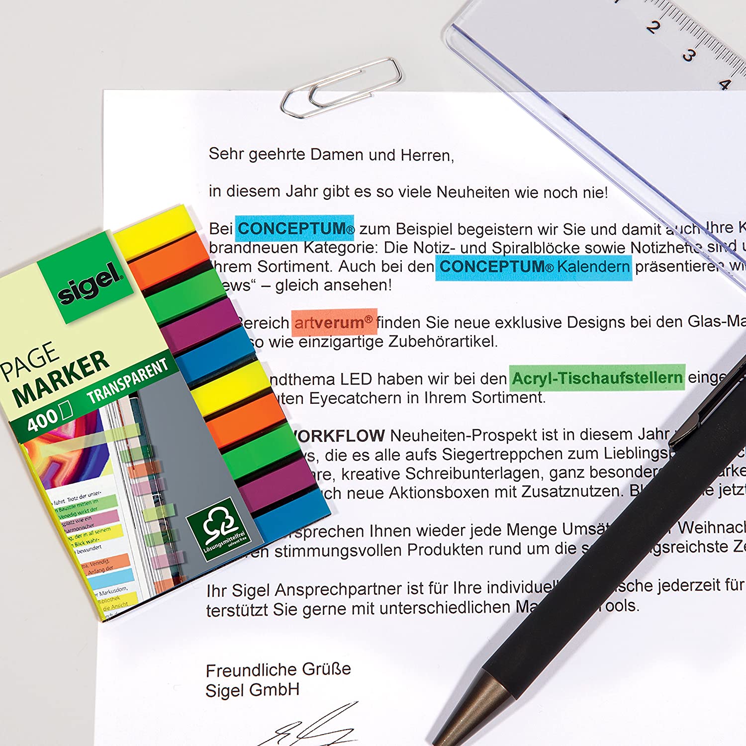 SIGEL HN617 Transparent Index Page Markers; film, micro, 400 strips, Green/Blue/Pink/Yellow/Orange, Multicolor, 110 x 57 mm - Image 4