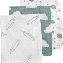 Meyco 458003 Muslin Washcloth Set 20 x 17 cm, Turquoise/Grey/Jade/White