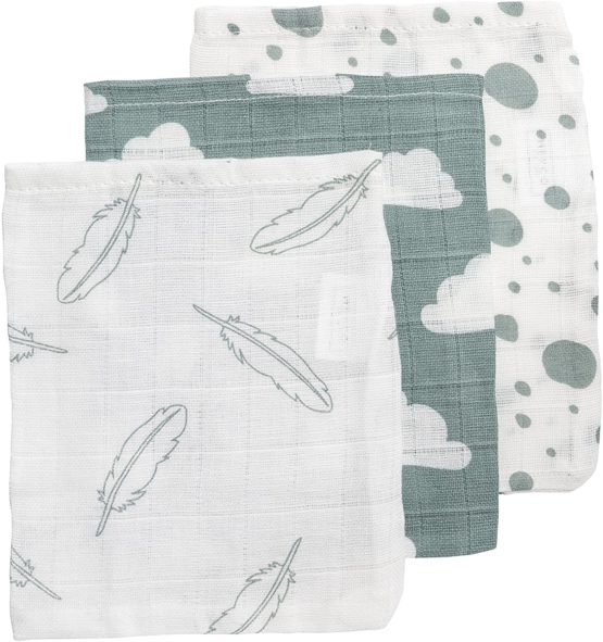 Meyco 458003 Muslin Washcloth Set 20 x 17 cm, Turquoise/Grey/Jade/White