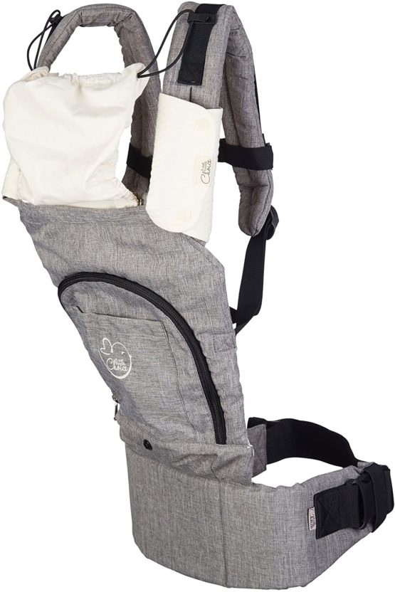 Little Choice Baby Carrier Urban Chic, Ergonomic Backpack, 3 Months and Up, Comfortable Carrying Aid with Hood, Grey - Image 4