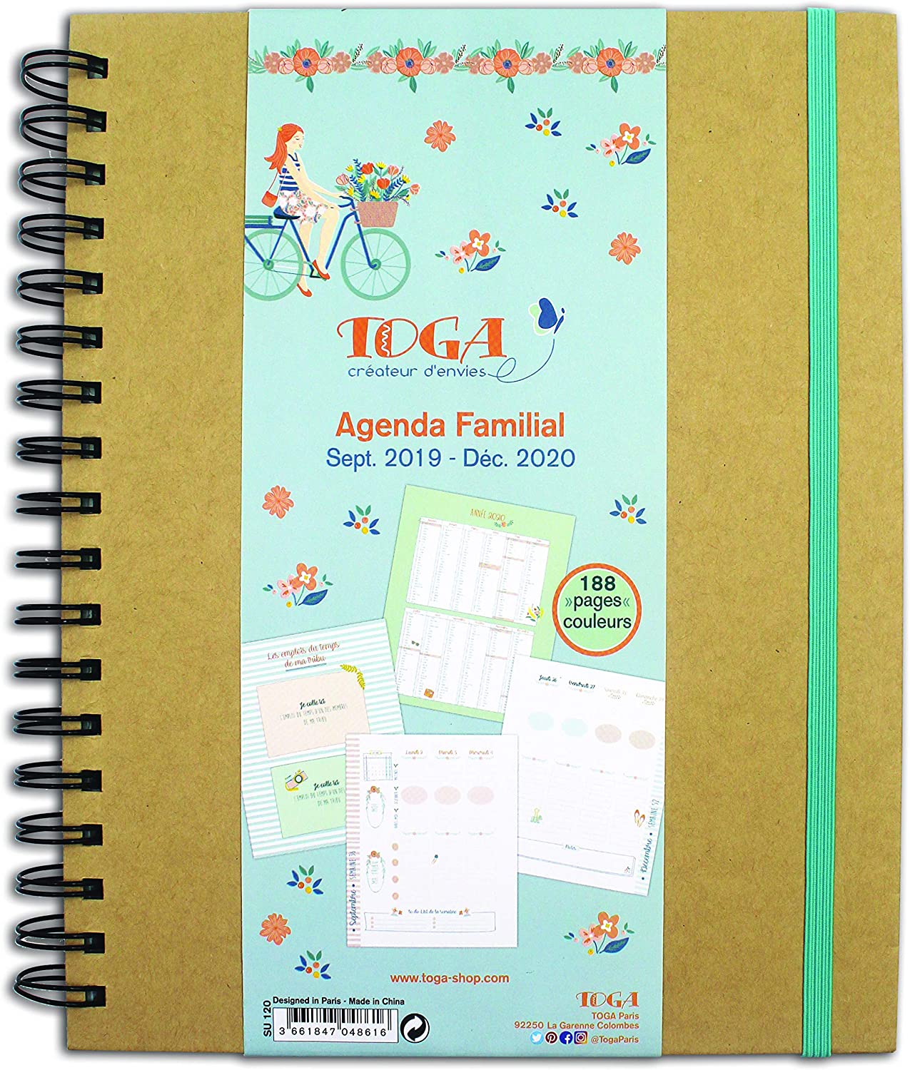 DRAEGER PARIS 1886 Oh La Agenda Familial 2019-2020-20x24.5 cm, Paper, Multi-Colour, Not Applicable, multicolored, non applicable