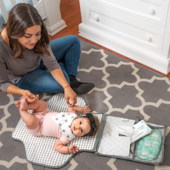 Comfy Cubs Baby Portable Changing Pad, Diaper Bag, Travel Mat Station Grey Large - Image 2
