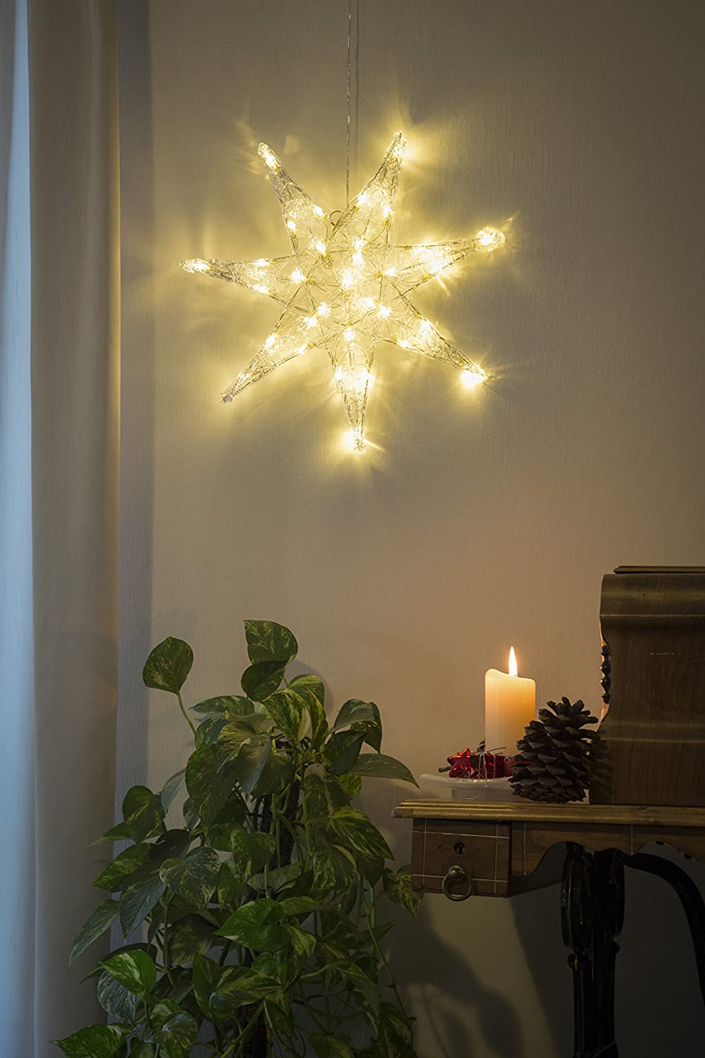 Konstsmide 6110-103 Christmas Lights / 7 Pointed Star / Indoor Christmas Light Decoration / 32 Warm White LEDs / Transparent Cable - Image 4