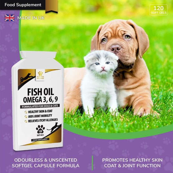 Fish Oil Omega Supplements for Dogs and Cats - 120 Softgels for Pets - Great for Itchy Dry Skin, Allergies & Dandruff • Furever Friendz - Image 3