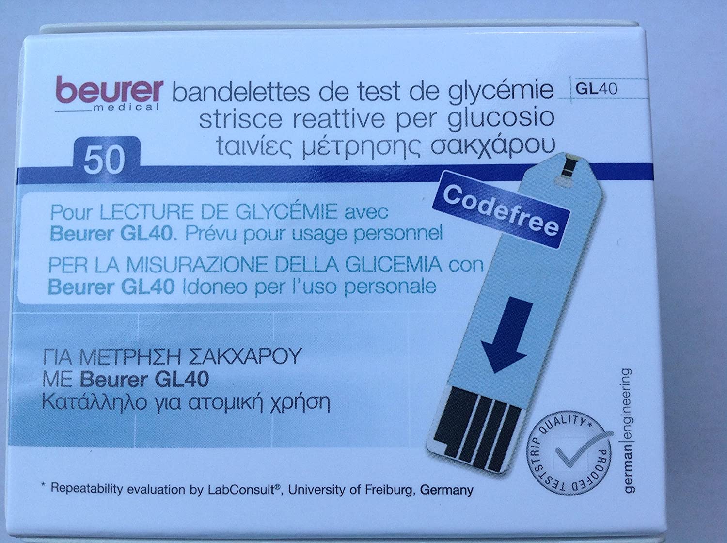 Beurer Glucose Test Strips (for use with GL 40), 50 Pieces, White, 50 Stück (1er Pack)