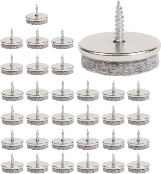 Furniture Felt Pads – 28MM Diameter Felt Pads for Furniture Feet. 5MM Thick Chair Leg Floor Protectors. Furniture Pads with Easy Screw Installation are Ideal Floor Protector Pads