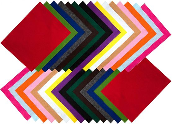 Edukit A4 Polyester Felt Fabric Sheet; 30 per Pack; 15 Assorted Colours - Great for DIY Crafting and Sewing