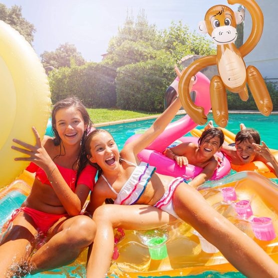 Relaxdays Inflatable Monkey, Swimming Ape, Jungle Party Decoration, Safari, Carnival, Water Toy for Children, Brown - Image 2