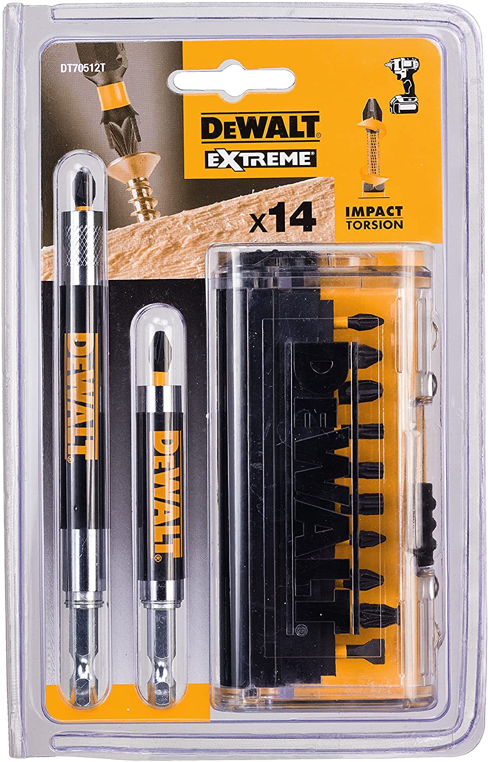 DEWALT Impact Torsion Screwdriving Set, 14 Piece, DT70512T-QZ, Yellow/Black, Variety Pack - Image 3