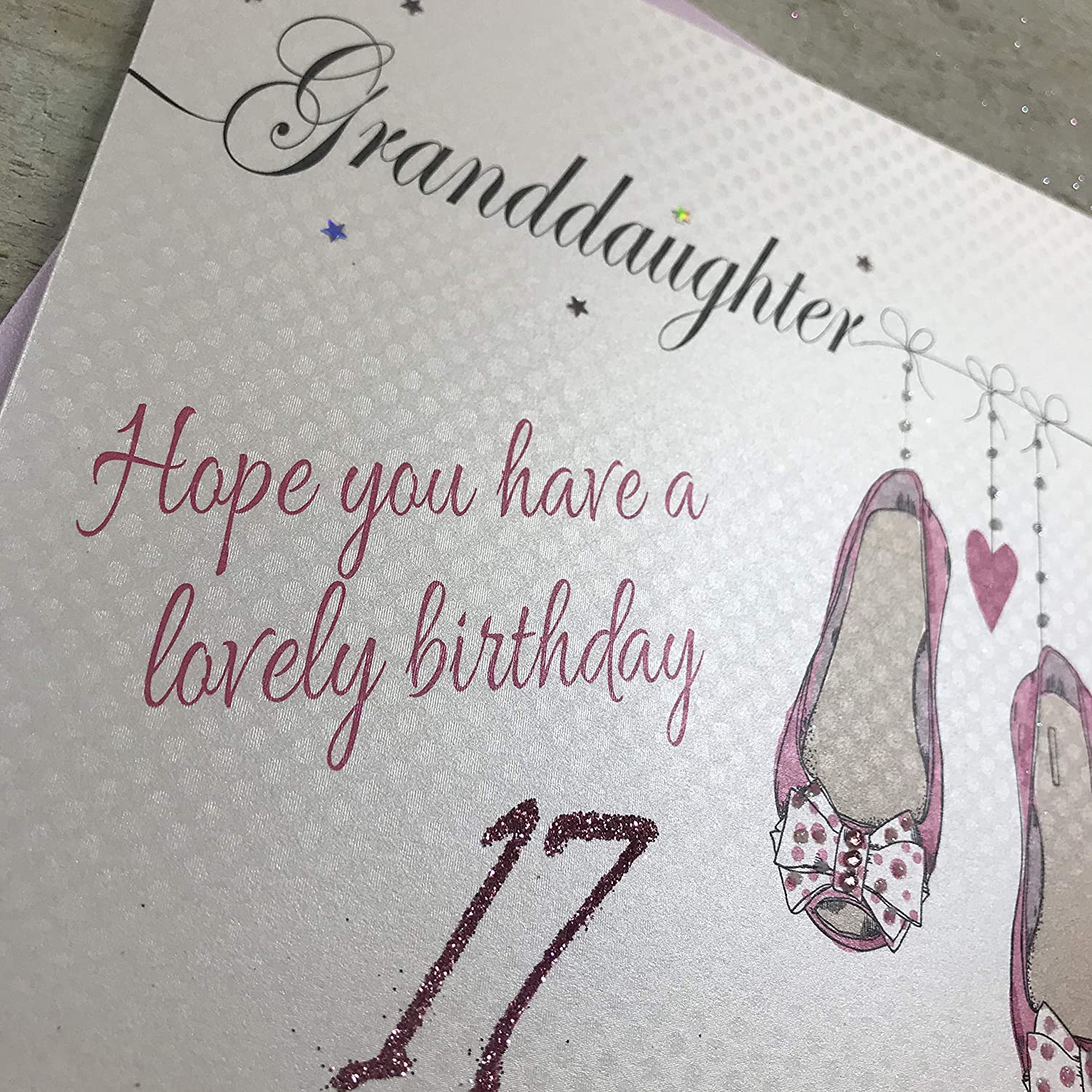 White Cotton Cards "Granddaughter 17" Handmade Birthday Card, LL225-17, Multicolor, 16 x 16 cm - Image 3