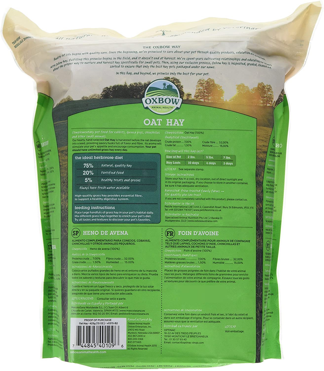 Oxbow Oat Hay, 425 g, transparent – BigaMart