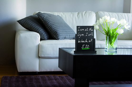Securit 21 x 30cm Lacquered Finish Elegant Large Table Top Menu Chalk Board - Black - Image 4