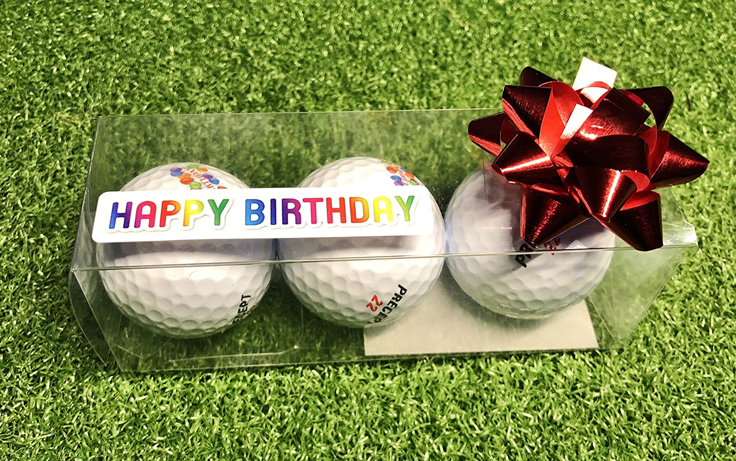 Set of 3 Golf Balls with Happy Birthday Motif in a gift box/Golf Birthday Gift, White, 5 centimetri - Image 3