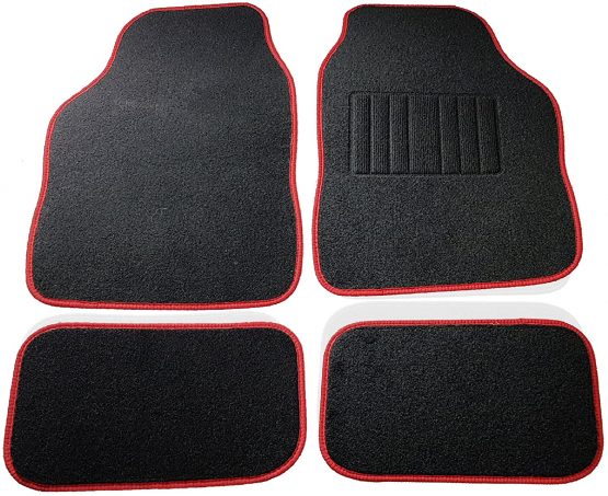 Safe Travel 27552 Universal Car Mats, Right Hand Drive (RHD), Welded Heel, Red Binding