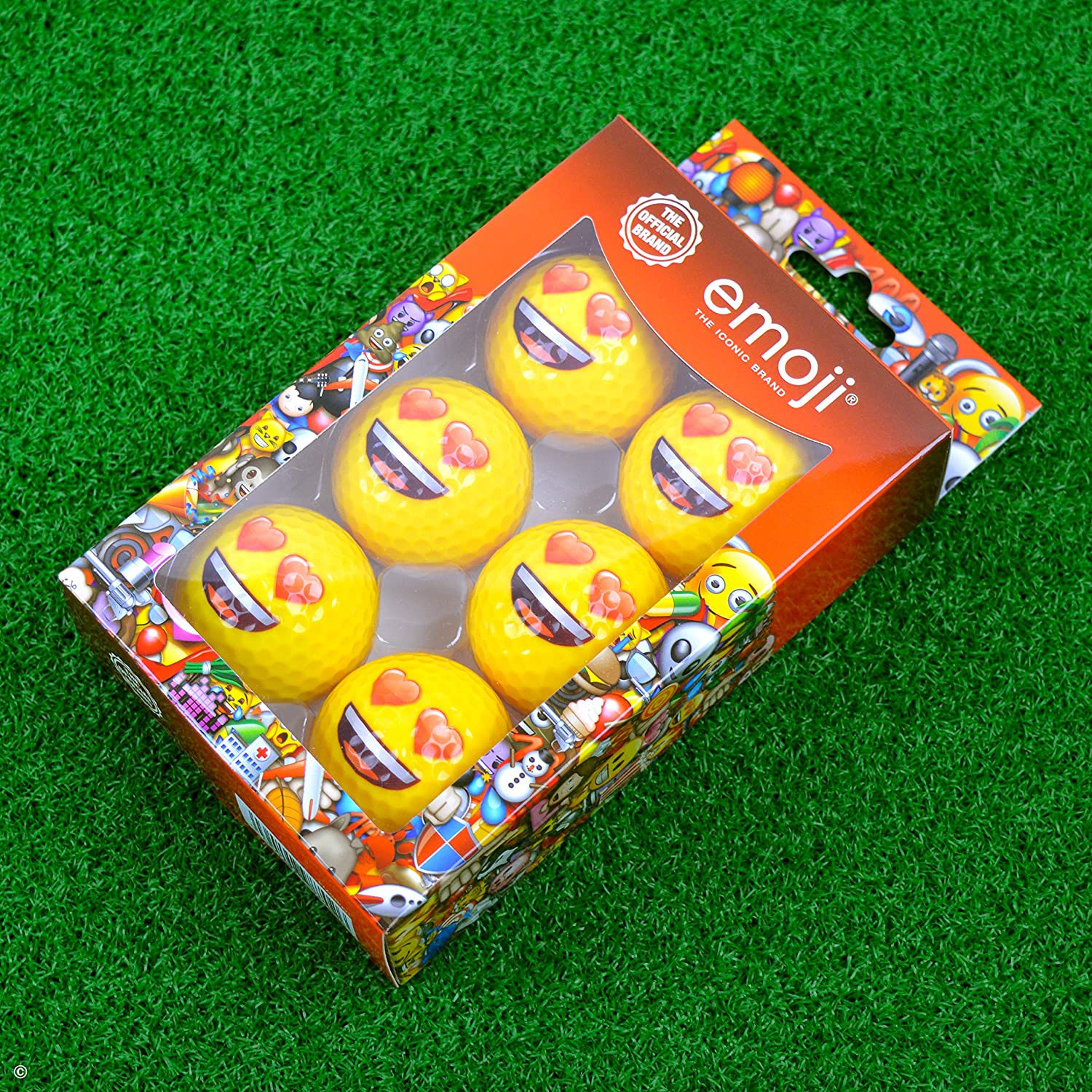 Emoji Unisex Adult 6 Pack Heart Eyes Novelty Fun Golf Balls
