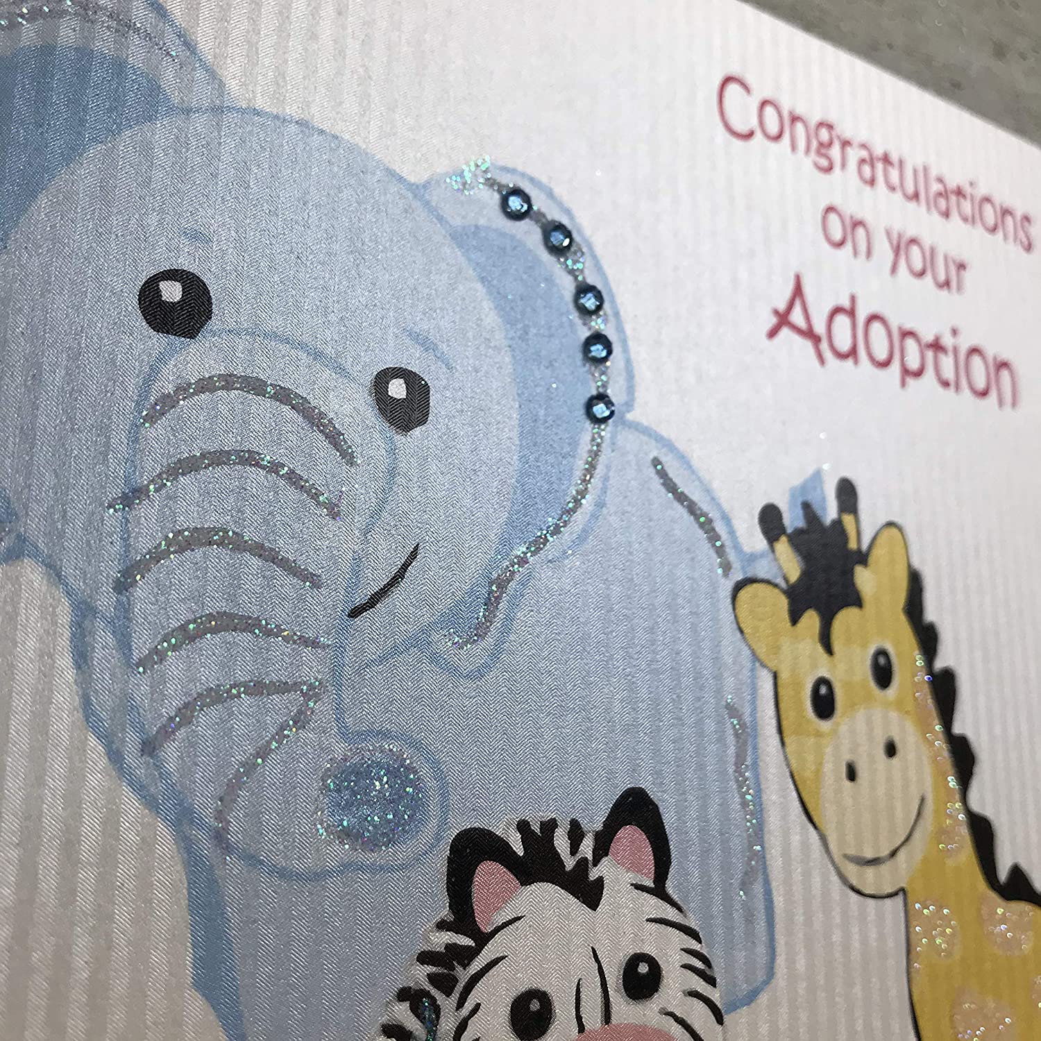 white cotton cards "Congratulations On Your Adoption Handmade Card, White, PD124, 16cm x 16cm - Image 2