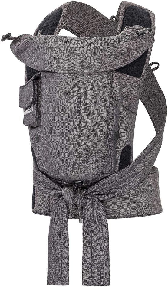 Hoppediz Bondolino Comfort Carrier for Babies incl. Instruction, London Black-Grey