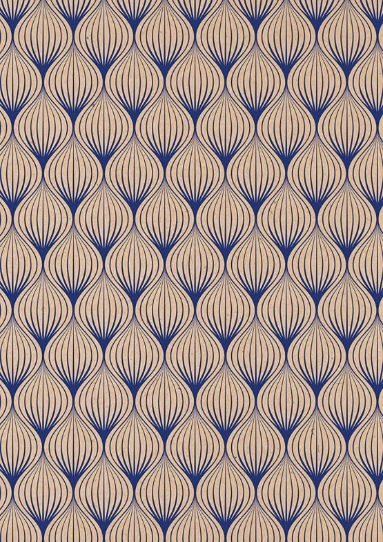 Clairefontaine Kraft Wrapping Paper, 5 x 0.35m - Blue Leaves - Image 2