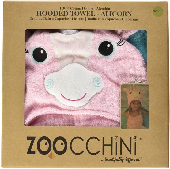 Zoocchini 100 Percent Cotton Kids Hooded Towel, Allie The Unicorn - Image 4