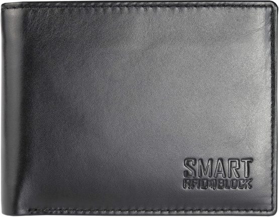 Koruma Mens Premium Genuine Leather Bifold Wallet Smart Credit Card Blocker and Coin Pocket with RFID & 100% NFC Protected – Black 3-in-1 Wallet