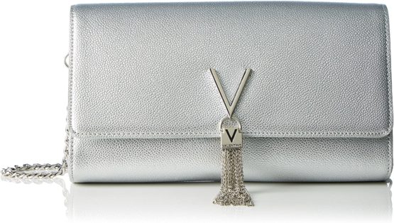 Valentino by Mario Valentino Women's Divina POCHETTE, Silver (Argento), 12x4.5x27 cm (W x H x L)