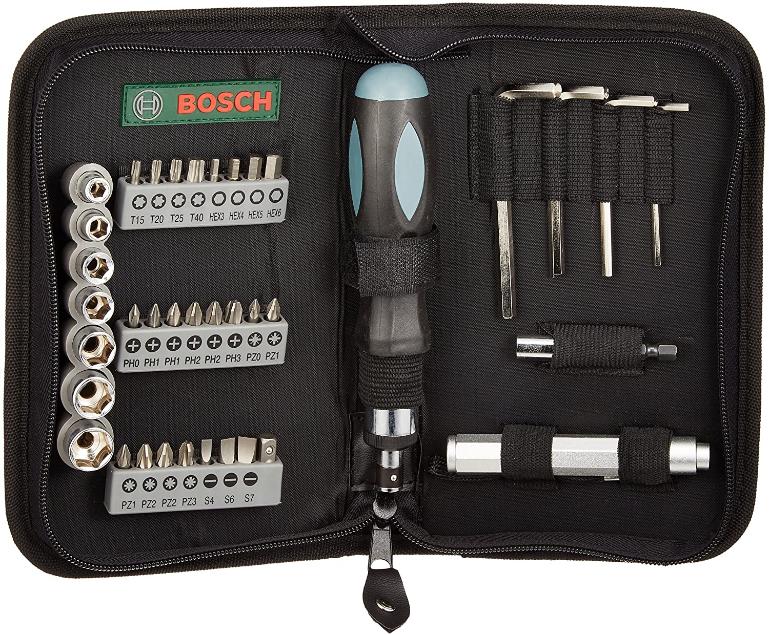 Bosch 2607019506 Screwdriving and Socket Set (38-Piece), Green, Yellow, Variety Pack