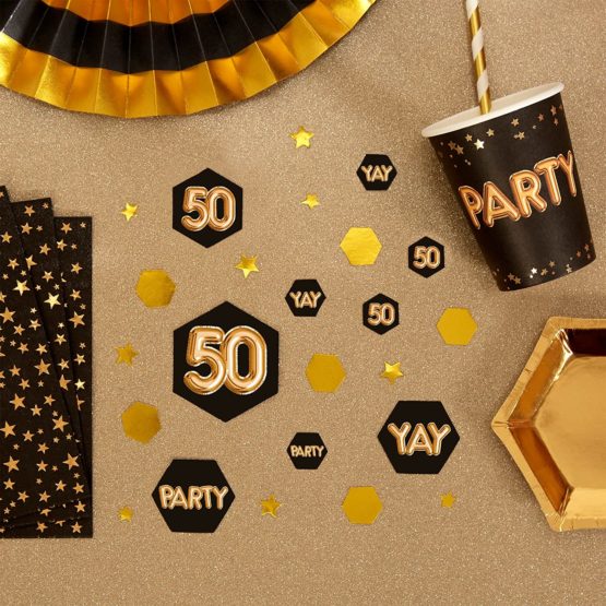 Neviti 773390 Glitz and Glamour Age 50 Confetti Table Scatters, Black/Gold - Image 2