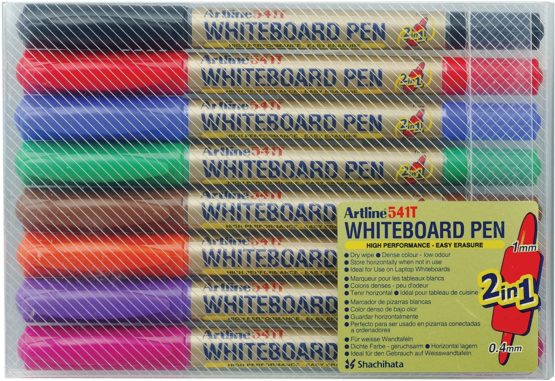 Artline 2-in-1 Whiteboard Pen (Wallet of 8 Assorted Colours)