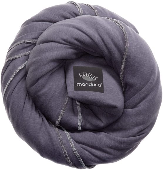 manduca Sling > Stretchy Baby Wrap & Baby Carrier < GOTS Organic Certified Cotton Baby Product, Suitable for Newborns & Infants from Birth up to 15kg (Slate/Dark Grey, 5,10m x 0,60m)