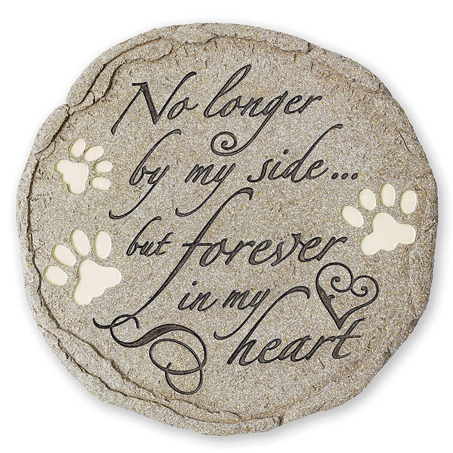 Orchid Valley Pet Loss Grave Marker Memorial Stone No longer by my side but forever in my heart with Paw Prints. Cat or Dog Sympathy Gift. Waterproof Weatherproof Outdoor Remembrance Item
