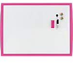 Rexel JOY Magnetic Dry Wipe Personal Whiteboard, 585 x 430 mm, Curved Plastic Frame, Includes Marker, Magnets and Eraser, White with Pretty Pink Frame, 2104177