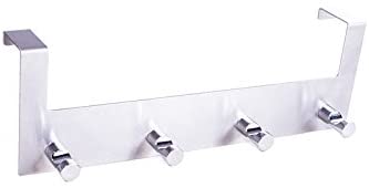 Merriway BH04693 Over The Door Hanger with 4 Hooks Brushed Chrome x 4 Bright Plated