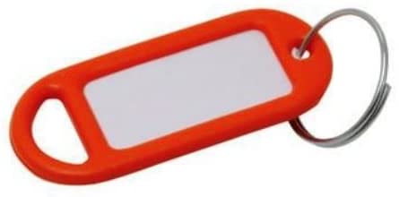Merriway BH02567 (20 Pcs) Orange Key Ring Luggage Tags with Labels - Pack of 20 Pieces, Small, typical key ring size
