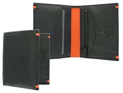 VISCONTI Alpine Collection BRIG Slim Leather Wallet RFID Blocking AP61 Black/Orange - Image 4
