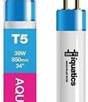 iQuatics Aquarium Marine/Tropical Fish Tank Fluorescent Light Bulb T5 (3 Pack), Aqua Blue 50:50, 39w 850mm 34"