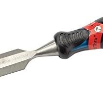 Draper 24408 Expert Bevel Edge Wood Chisel, Soft Grip with 'Pound Thru' End Cap, 25mm, 34.5cm x 4.8cm x 3.1cm, Blue