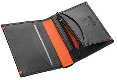 VISCONTI Alpine Collection BRIG Slim Leather Wallet RFID Blocking AP61 Black/Orange - Image 3