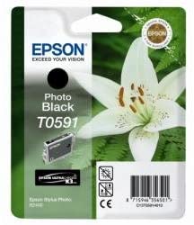Epson T0591, Print Cartridge, 1 x Photo Black, Blister with RF Alarm, Genuine