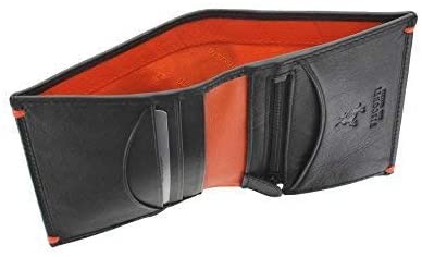 VISCONTI Alpine Collection BRIG Slim Leather Wallet RFID Blocking AP61 Black/Orange - Image 2