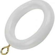 Merriway BH03281 Wooden Curtain Drapery Pole Rod Rings with Screw Eye, Inner Dia. 48mm (1.15/16 inch) Outer Dia. 70mm (2.3/4 inch) - White, Pack of 10