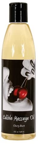 Earthly Body Edible Massage Oil, Cherry - 8 fl. oz. - Hemp Seed, Almond, Grapeseed, Apricot & Vitamin E Oil - Vegan & Cruelty Free