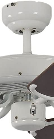 Pepeo Potkuri 52 inch / 132 cm Ceiling Fan without Lights in White with Pull Cord and Blades in Mahogany/Mahogany and Cane - Image 3